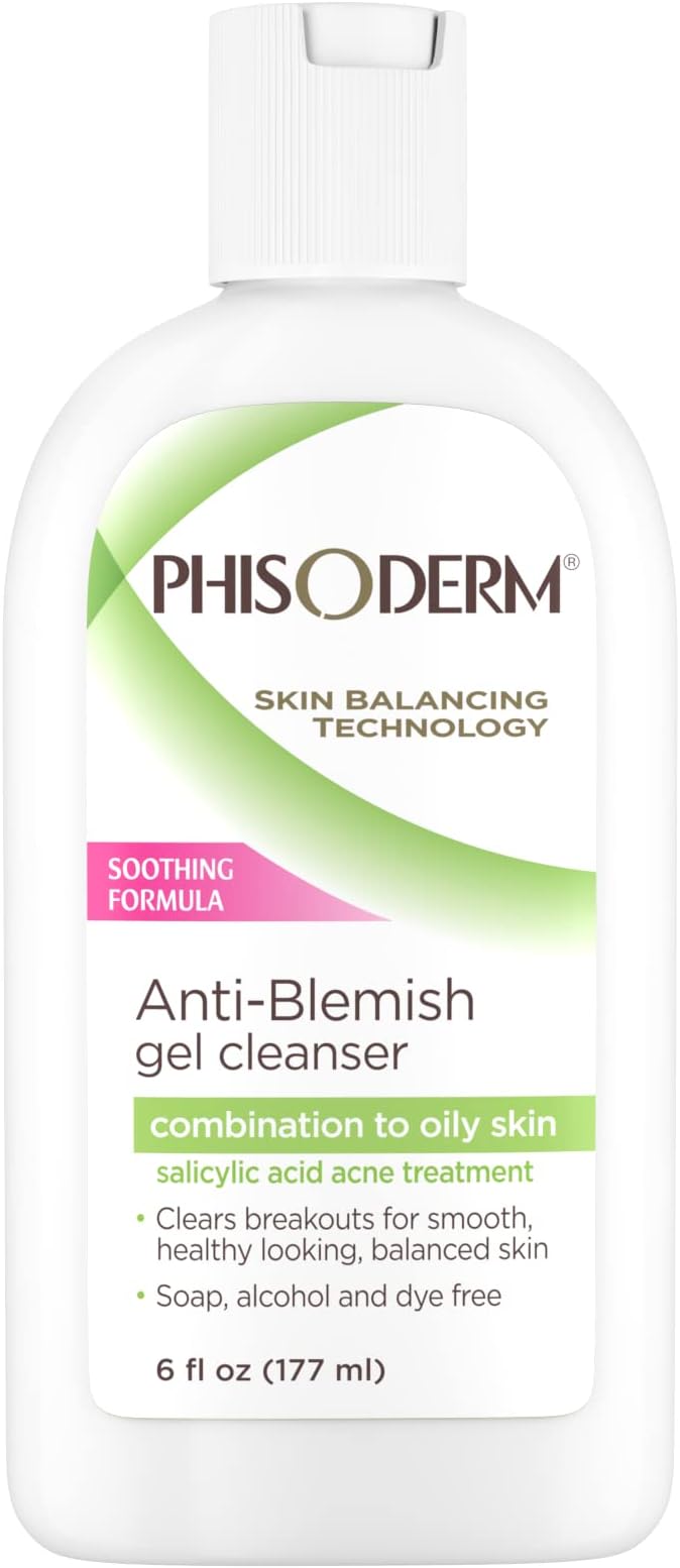 pHisoderm Anti-blemish Gel Cleanser, for Oily, Combo and Acne-prone Skin, 6 Fluid Ounce Bottle (Pack of 4)