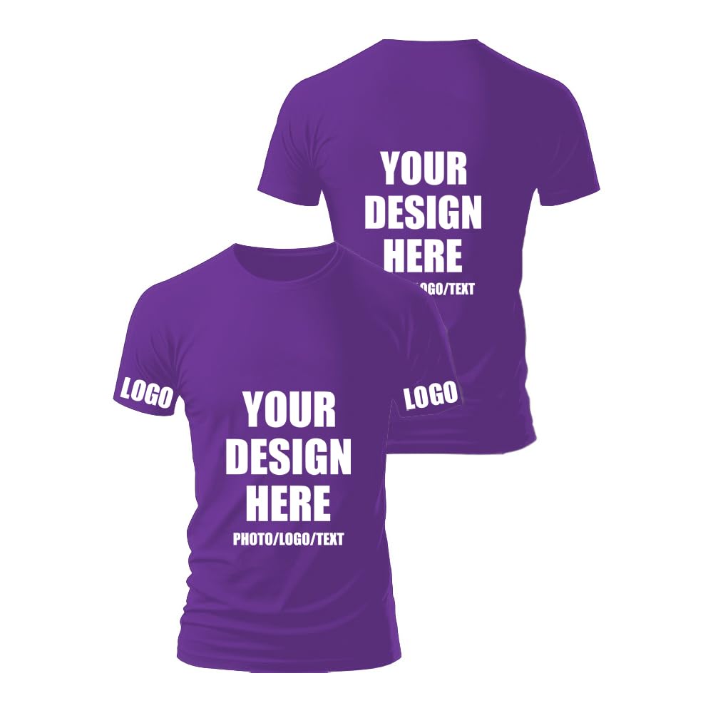 Fyralune Personalised T-Shirt for Men & Custom T Shirts Women,Design Your Own Customisable Shirt, Customisable T-Shirts Add Photos/Text, for Couples Printing Birthdays customised Gifts Violet