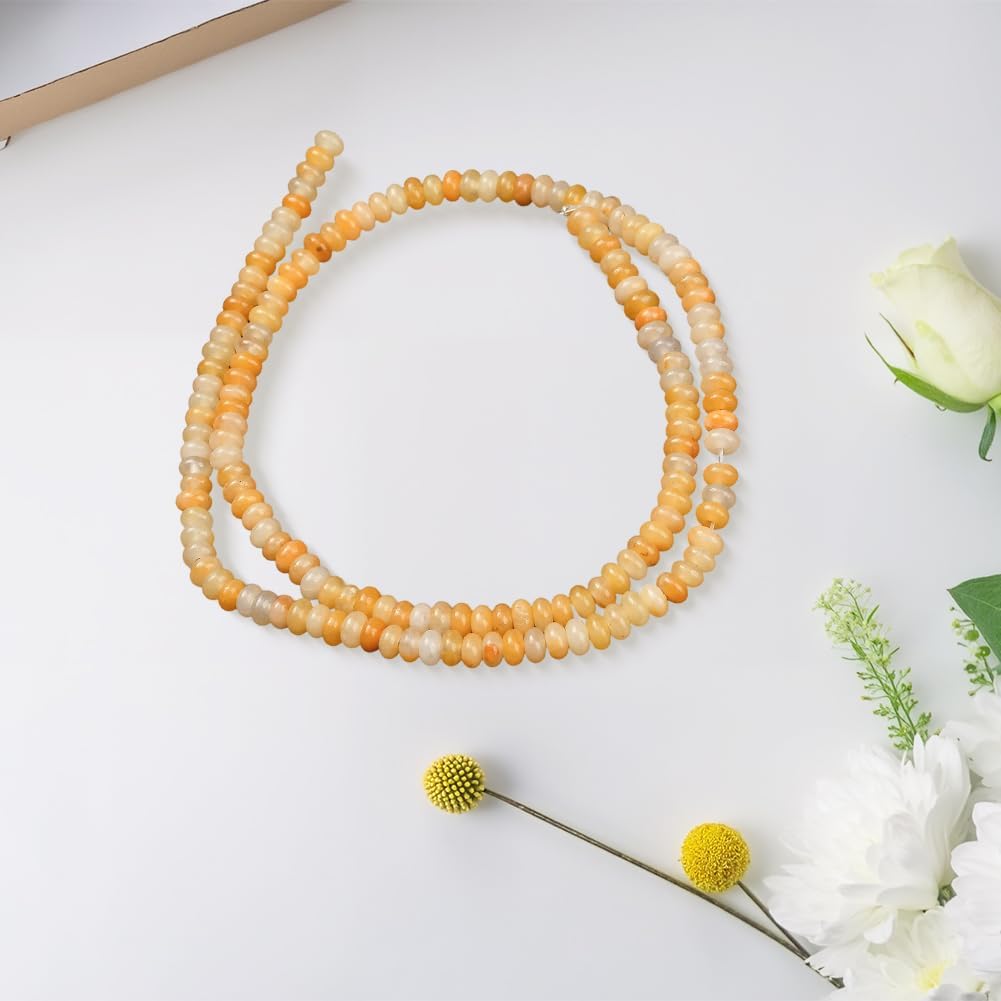 1 Box 190pcs 4mm Topaz Jade Abacus Beads Yellow Rondelle Disk Jadestone Crystal Stone Flat Round Loose Spacer Gemstone Bead Bulk for Jewelry Making Bracelets Necklaces DIY Craft Supply - Image 3