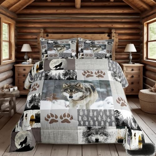 Parure de lit couette loup pour chambre enfant et ado en patchwork - 2