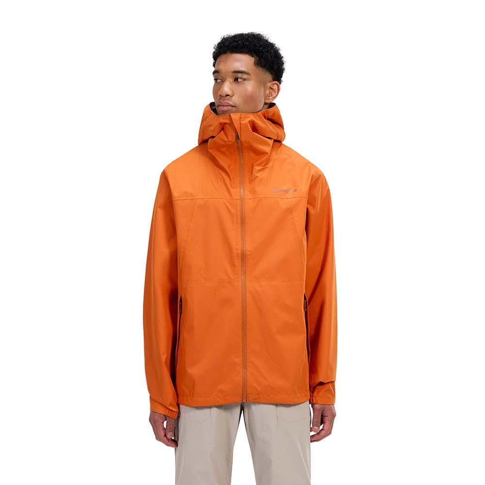 Berghaus Men's Deluge Pro Waterproof Shell Jacket | Adjustable | Durable Coat | Rain Protection Waterproof Jacket, Blazing Fire, XL