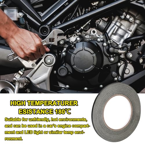 Image of MECCANIXITY 2Pcs Insulating Acetate Roll Cloth Adhesive Tape, 0.2in x 98ft Black Electrical Heat Resistant Fabric Tape for Laptop Electric Automotive Guitar Repair Wire Harness