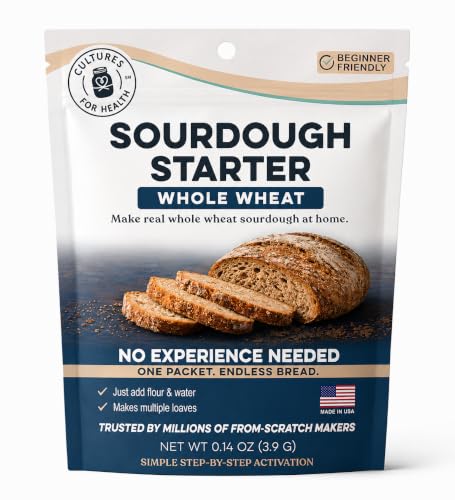 Cultures for Health Whole Wheat Sourdough Starter | Dehydrated Heirloom Culture for DIY Artisan Bread | Perfect for Muffins, Pancakes, Whole Wheat Pasta, &amp; More | Non-GMO Prebiotic Sourdough Bread