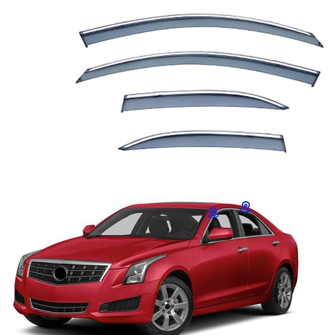 FENGJP Car Window Wind Deflectors for Cadillac ATS 2012-2019, Window Wind Deflector Visor Rain Smoke Guards Automotive Accessories