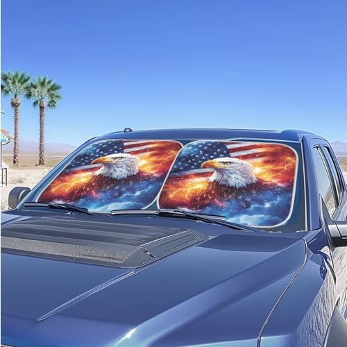Image of Eagle Car Front Windshield Sun Shade 2 PCS Windshield Cover Foldable Automotive Interior Accessories for Sun Protection Heat Reflector-Keep Your Vehicle Cool