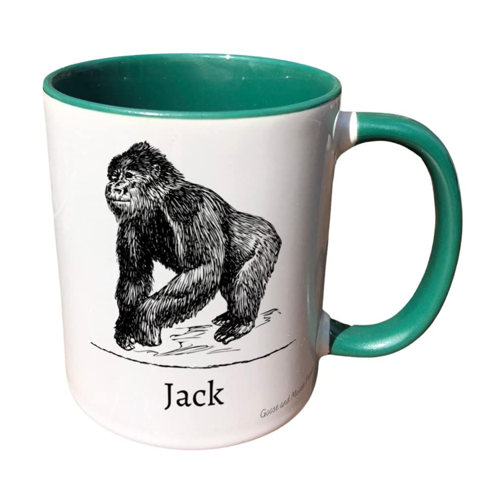 Personalised Gorilla Mug Gift - Present for Zoo Animal Lovers - Gifts for Safari Lovers - Personalised Wild Animal Mug - Country Style Mug (Yellow)