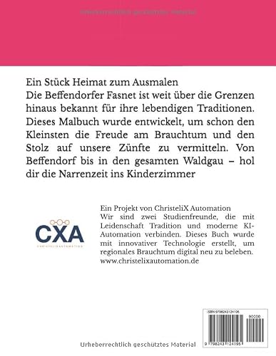 Kunterbunte Fasnet in Beffendorf und dem Waldgau: Ein Ausmalbuch für kleine Narren mit den Figuren aus Beffendorf und der Waldgau-Vereinigung – Für Kinder ab 3 Jahren – vue 2