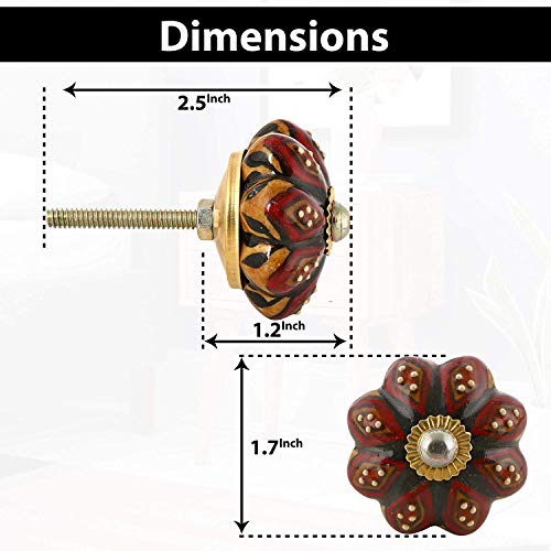 Image of ROCOCO Ceramic Finish Vintage Blue Pottery Door Handle Knobs for Drawers (Black and White, 1.7 x 2.5 Inches) - Pack of 10