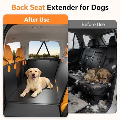 FALDAA Dog Car Seat Cover Hard Bottom, 400LBS Back Seat Extender for Dogs, Waterproof PU Leather Dog Hammock, Heavy Duty Dog Seat Protector for Car SUV Truck — view 4