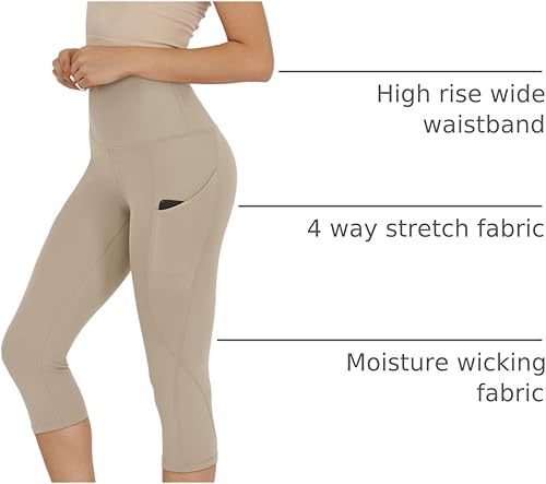 Miniatura 31 de ODODOS - Leggings tipo capri de mujer, no se traslucen y modelan el abdomen, con cintura alta y bolsillos; para hacer yoga, atletismo, ejercicio