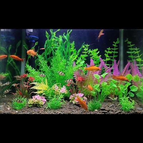 Image of Artificial Aquarium Plants,18 Pcs Fish Tank Plants Decorations Aquarium Grass Decor Plastic Plants,Betta Fish Tank Accessories,Small to Large,Tc1803