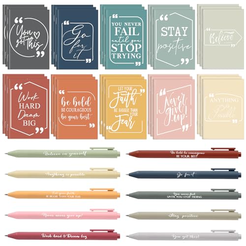 Mini carnet de motivation Fulmoon lot de 60 avec stylo à bille en papier kraft pour bureau