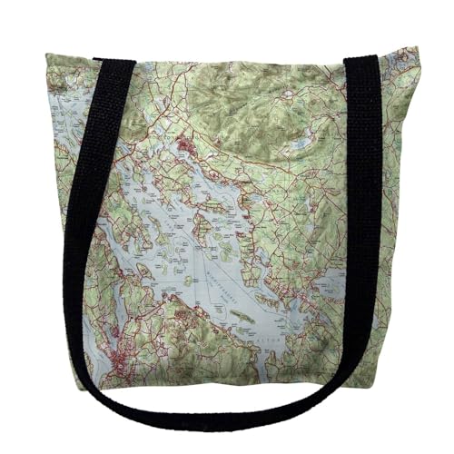 Betsy Drake TY967M 16 x 16 in. Lake Winnipesaukee New Hampshire Nautical Map Tote Bag - Medium