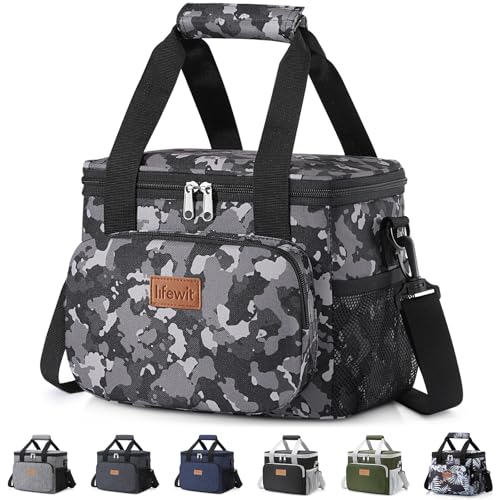 Image of Lifewit Medium Lunch Bag, Insulated Lunch Box, Soft Cooler Cooling Tote for Adult Men Women, Black Camo 12-Can (9L)
