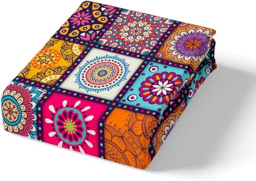 Homemissing Double Bohemian Mandala Comforter Cover Set Girl Bohemian Style Bedding Set Colorful Grid Plaid Decoration Duvet Cover Hippie Mandala - Image 3