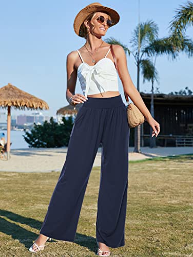 Zjct Womens Yoga Pants With Pockets Sweatpants Comfy Loose Lounge Workout Pajama Jogger Pants Blue L #TOP4