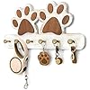MTERSN Farmhouse Key Holder for Wall – Decorative Dog Leash Hanger and Coat Rack Wall Mount with 6 Unique 3D Claw Hooks – Dog Toys Organizer for Rustic Home Decor (White)
