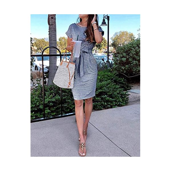 MEROKEETY-Womens-Summer-Striped-Short-Sleeve-T-Shirt-Dress-Casual-Tie-Waist-Midi-Dress MEROKEETY Women's Summer Striped Short Sleeve T Shirt Dress Casual Tie Waist Midi Dress, Navy, M