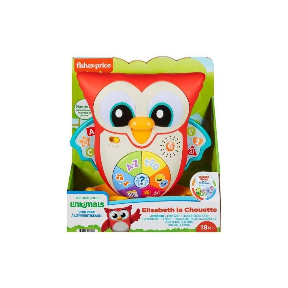 Fisher-Price - Parlamici Baby Gufo Luminoso Impara con Me, Edizione Francese, Giocattolo Interattivo Musicale con Luci e Movimenti per l'apprendimento, Giocattolo per Bambini, 18+ Mesi, HJM69