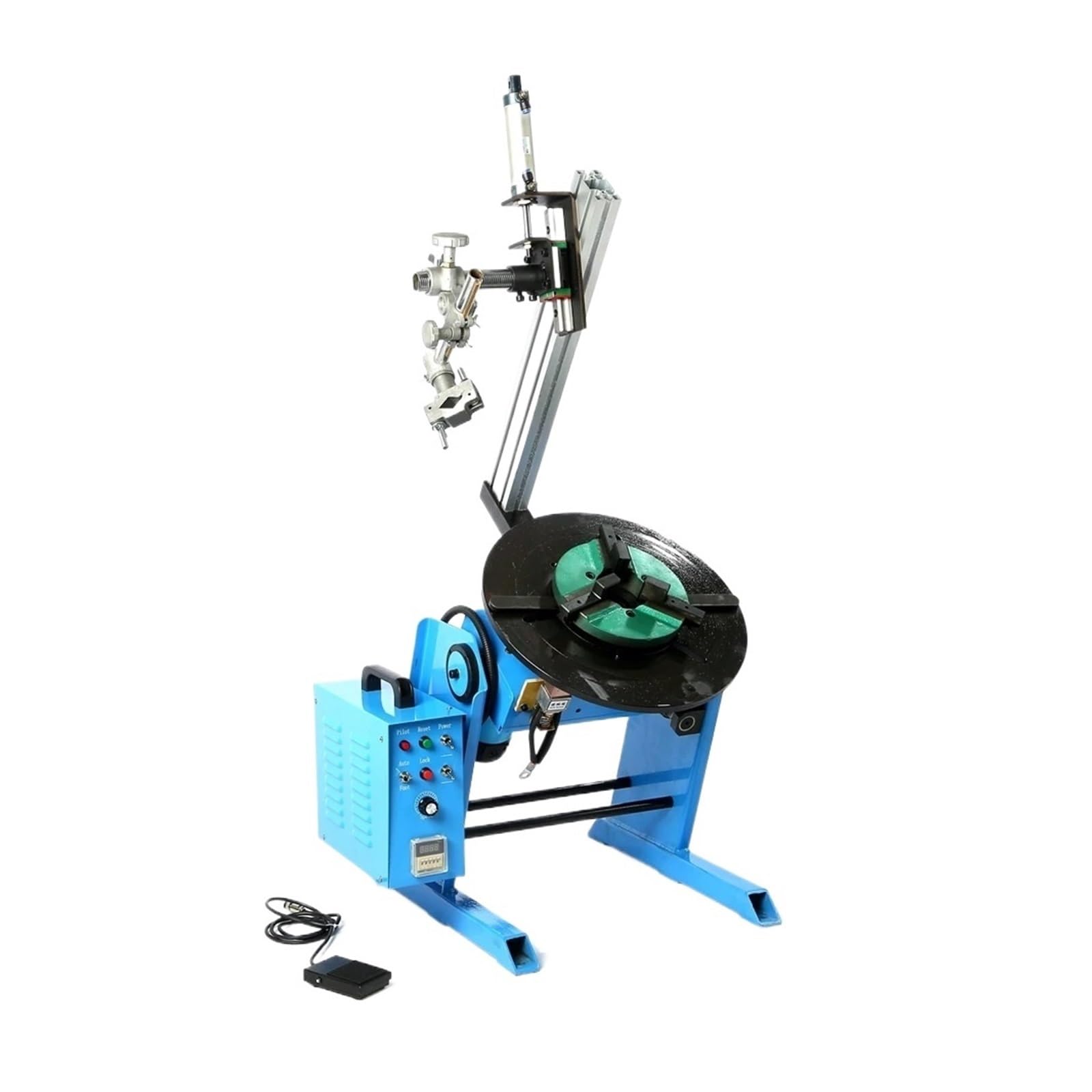 50KG Welding Turntable Positioner with Lathe Chuck and Pneumatic Torch Holder Center Smooth Rotation(Center Hole 65mm)