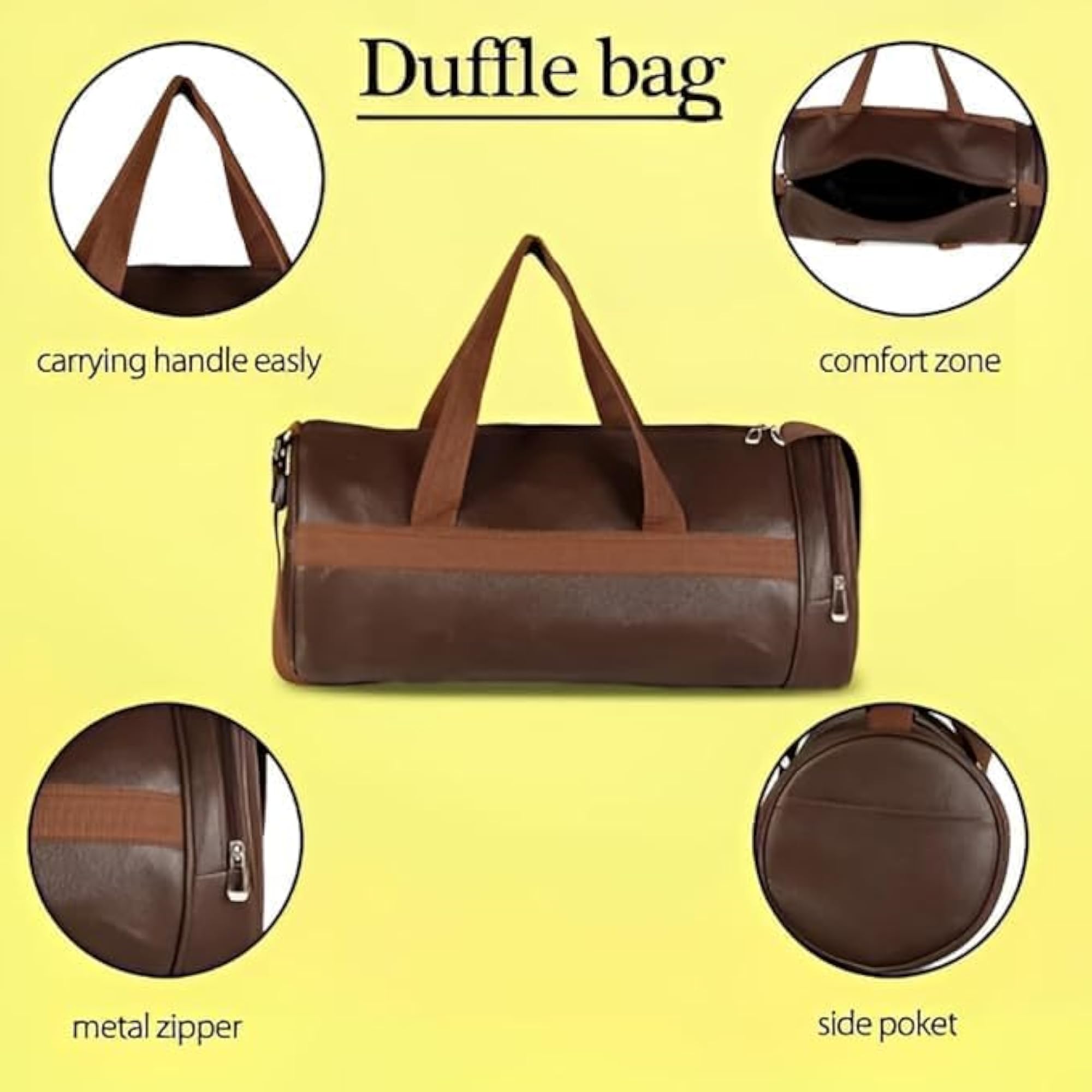 Brown Leather Backpack & Duffel Bag Combo for Men, 2-Piece Set
