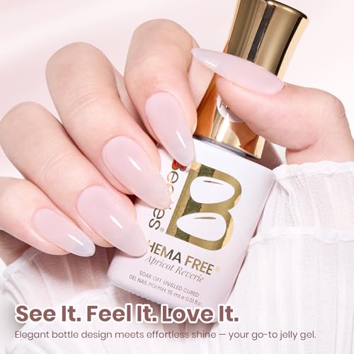 Image of Beetles Apricot Reverie Nude Gel Polish - 15ML Full Size Neutral Jelly Pink Nail Polish Base Color Nail Concealer Sheer Translucent Effect Soak Off UV French Nail Art Salon DIY Manicure Gifts