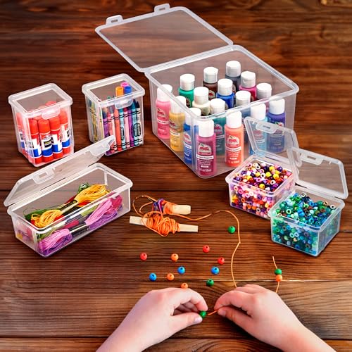 Sorbus 6-Piece Art Supply Storage Organizer Stackable Craft Storage with Hinged Lids Art, Yarn, Ribbon, Bead Organizers - Image 3
