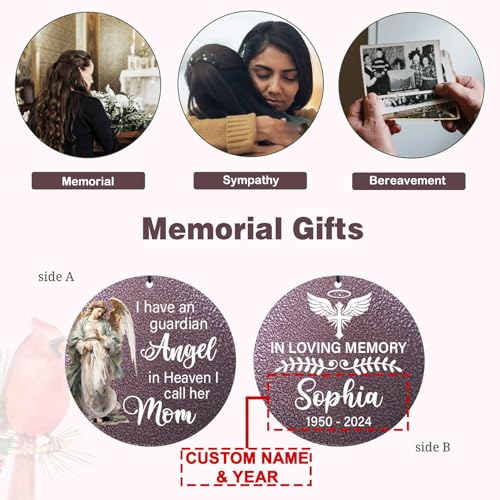 Image of ASTARIN 36 inch Large Deep Tone Personalized Sympathy Wind Chimes, Memorial Wind Chime for Loss of Mother Father Loved One, Angel Bereavement Gifts Decor Outdoor Patio Garden Graveyard, Produced in Texas