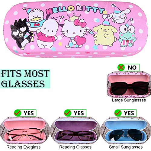 Image of ADBGV Cute Stylish Hard Shell Eyeglasses Cases Protective Case Storage Box With Glasses Cloth Eyeglass Strap for Girl Teen