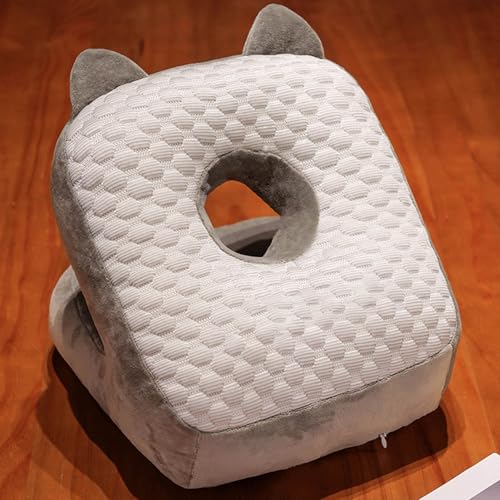 Fabater Almohada para Dormir de Mesa, Almohada Suave para la Cara, Transpirable, Fácil de Limpiar, Cómoda para la Biblioteca y el Hogar (Gato Gris pálido)