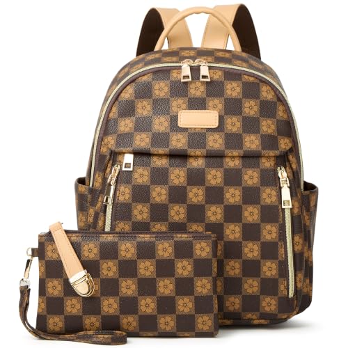 Image of Backpacks for Women Fashion PU Leather Bag Multipurpose Design Convertible Satchel Bag Travel Backpack Handbag and Purse 2Pcs
