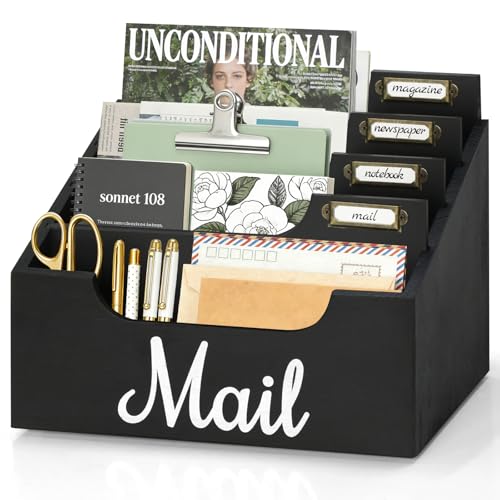 Rustic Wood Mail Organizer with 4 Slots
