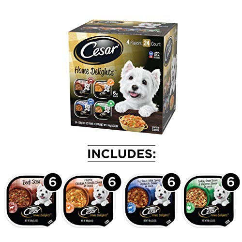 CESAR HOME DELIGHTS Soft Wet Dog Food Pot Roast & Vegetable, Beef Stew, Turkey Potato & Green Bean, and Hearth Chicken… - Image 3