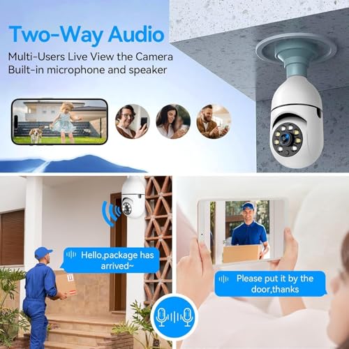 Image of MacCam 4Mp WiFi Bulb CCTV Camera for Home Security | 360 Rotation | Color Night Vision | Motion Detection Two-Way Audio | Wireless Light Bulb Camera with Mobile App V380 Pro (Heavy Light Camera)