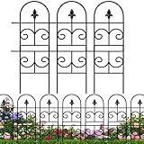 32in(H) x 10ft (L) Tall Decorative Metal Garden Fence Panels - Rustproof No Dig Fence Animal Barrier for Dogs, Outdoor Yard Fencing for Patio Flower Bed Garden & Landscape Border