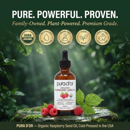 PURA D'OR 3.38 Oz ORGANIC Raspberry Seed Oil - 100% Pure USDA Certified, Cold Pressed Unrefined, Hexane-Free, Premium Grade - Sun Protection For Skin, Body & Hair - image 7
