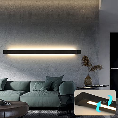 Decoración de pared Iluminación Aplique de pared lineal giratorio 350 ° LED decoración pared moderna iluminación apliques interiores tira larga blanca cálida lámpara pared dormitorio metal decoración