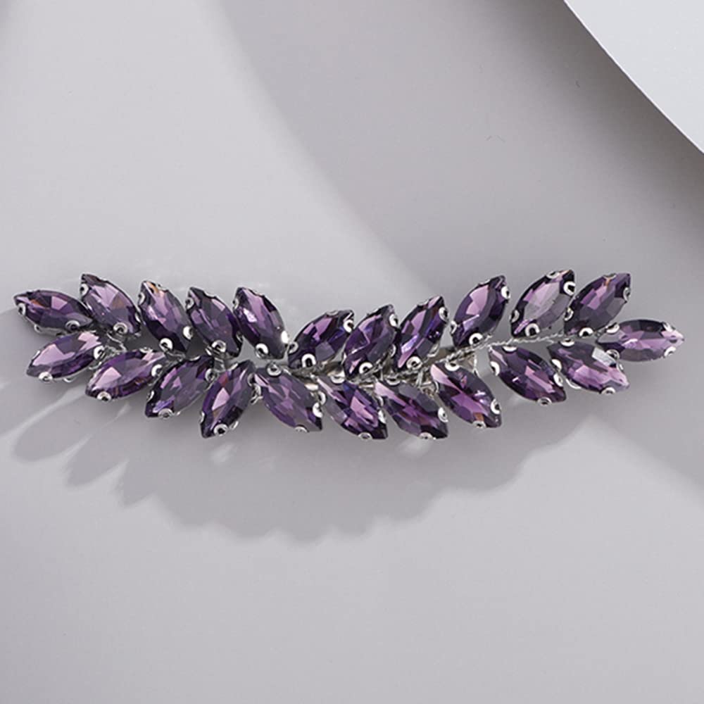 BERYUAN Purple Color Crystal Hair Clip for Women and Girls Crystals Hair Clip Prom Party Hair Pieces Bridal Bridesmaid Hair Accessories