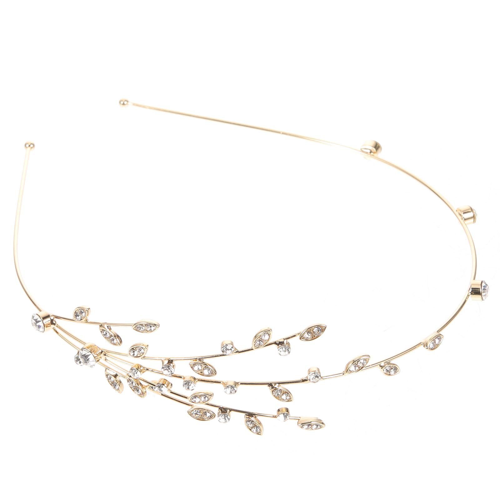 Serre-tête doré alliage avec strass design branche pour soirée - 6