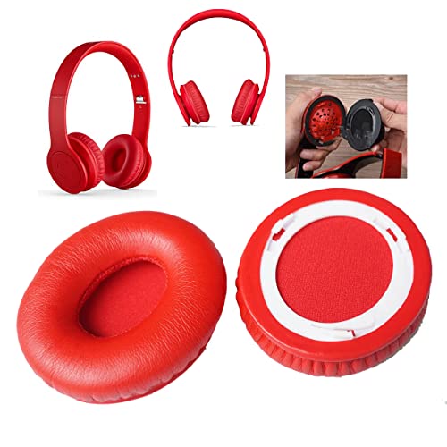 Coussinets d'oreille en cuir pour casque Beats SOLO 1.0 et Monster beats solo et Beats Solo HD (cache-oreilles/coussins) (1 paire) Rouge