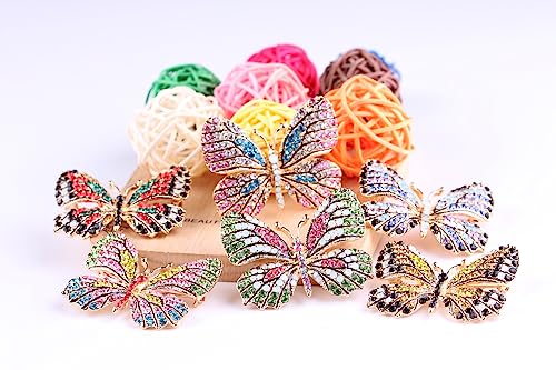 Image of Kaichen Butterfly Colorful Rhinestone Brooch, Jewelry Gift for Women, Girls, Ladies, Exquisite Packaging