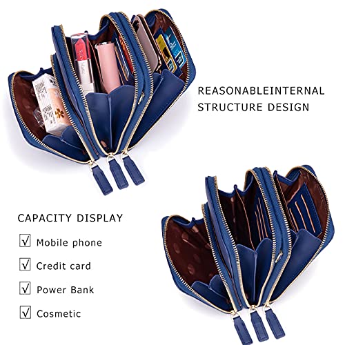 Image of myfriday Small Cell Phone Crossbody Bag, Multi-pocket & 6 Card Slots | 6 card slots, multi-pocket zipper layout and soft synthetic leather keep phone, lipstick, coins and keys ready outdoors