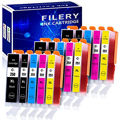 Filery 15-Pack Compatible Ink Cartridge Replacement for Canon PGI-250XL CLI-251XL Ink 250XL 251XL Used for PIXMA MX922 IP7220 MG5520 MG7520 IX6820 IP8720 MG5420 MG7120 MG6320 MG6620 MG5620 Printer
