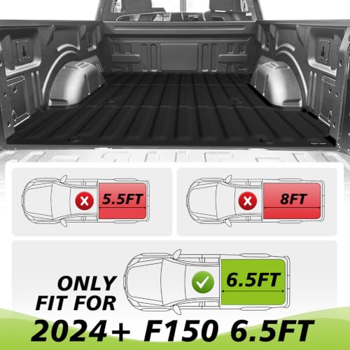 Image of TripleAliners Truck Mat Compatible with 2024-2026 Ford F150 6.5FT Accessories, Truck Bed Mat Heavy Duty Custom Fit All Weather Protection TPE Pickup Liner