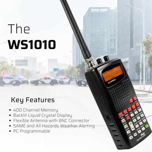 Image of Whistler WS1010 Analog Handheld Scanner - 400 Channels, Skywarn, Same Weather Alerts, Spectrum Sweeper, PC Programmable, Service Banks for Police, Fire, Marine, Air & Ham - Black
