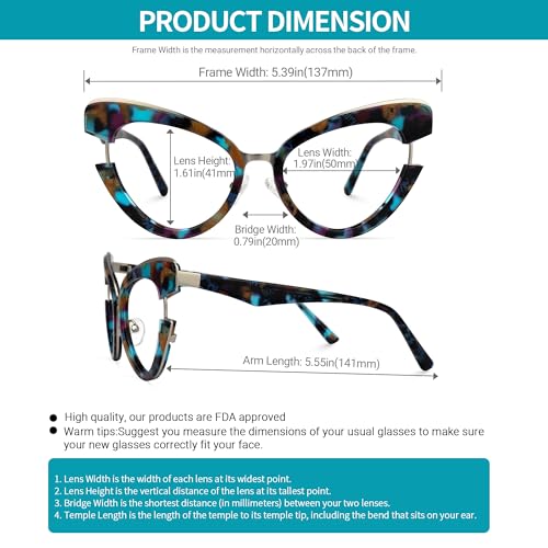 Image of VOOGLAM Stylish Oversized Cat Eye Blue Light Blocking Glasses for Women Anti Eyestrain UV Eyewear Jazzy