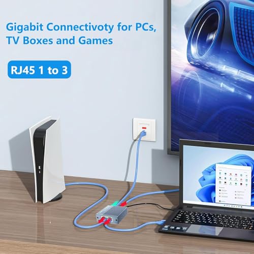 Image of ETZIN LAN Splitter 1 in 3 Output High Speed 1000Mbps LAN Cable Branch Network Splitter LAN Port Expansion Wired LAN Hub Gigabit LAN Cable Bifurcation LAN Internet Splitter Connector (EPL-1466H)