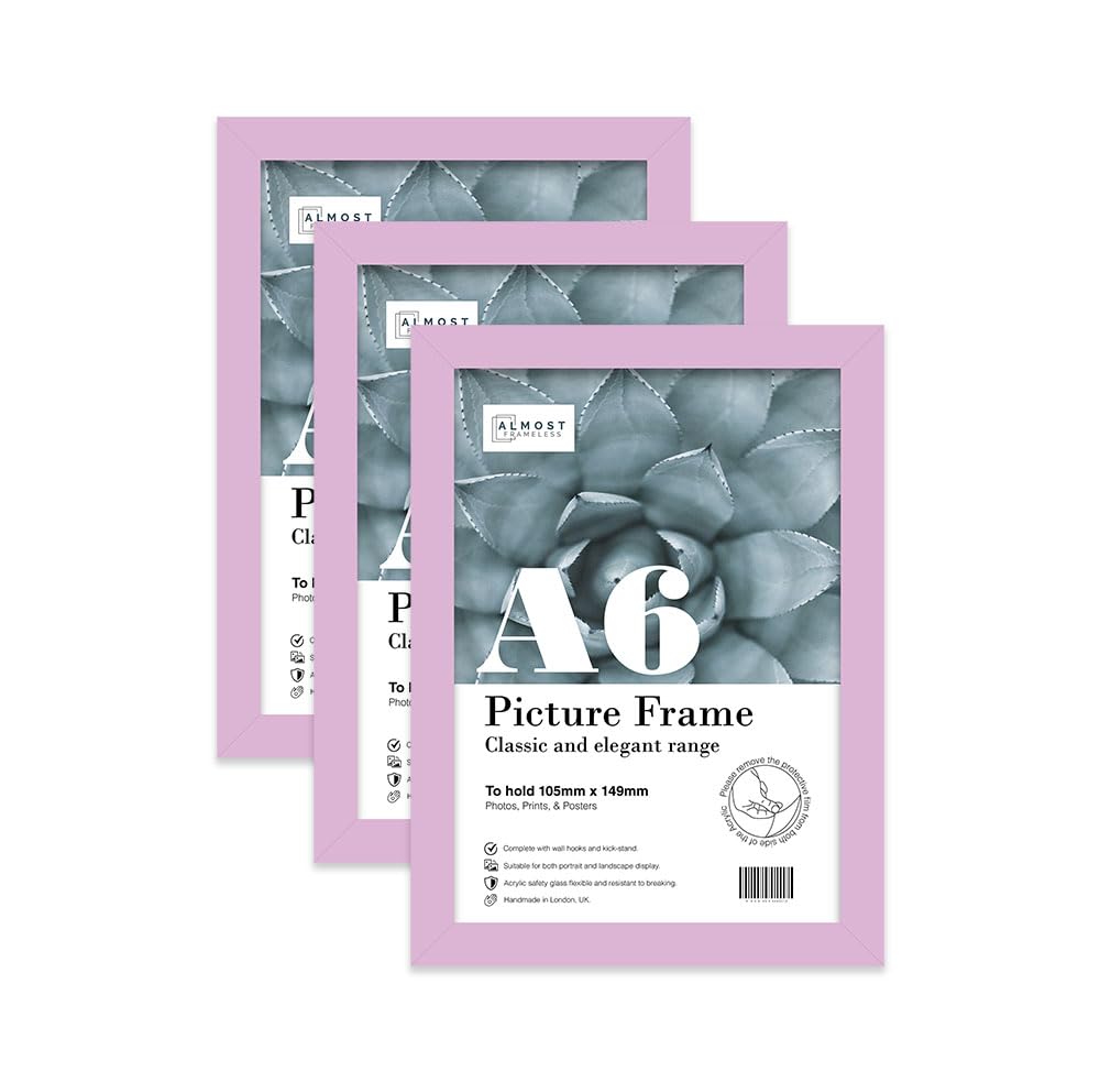 Almost Frameless A6 Lilac Picture Frame Set of 3, Display A6 Picture Gallery Wall, Poster, Photo, Artwork, or Print, Yellow — image 1