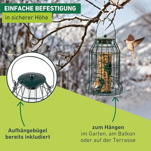 Windhager Vogelfuttersilo mit Räuberschutz, Vogelhaus, Futterhaus für Vögel, Vogelhäuschen, Vogelfutterstation zum Aufhängen, Vogel-Silo, 06514, Anthrazit