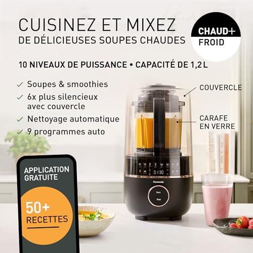 Blender chauffant design noir et or rose avec 10 vitesses de précision